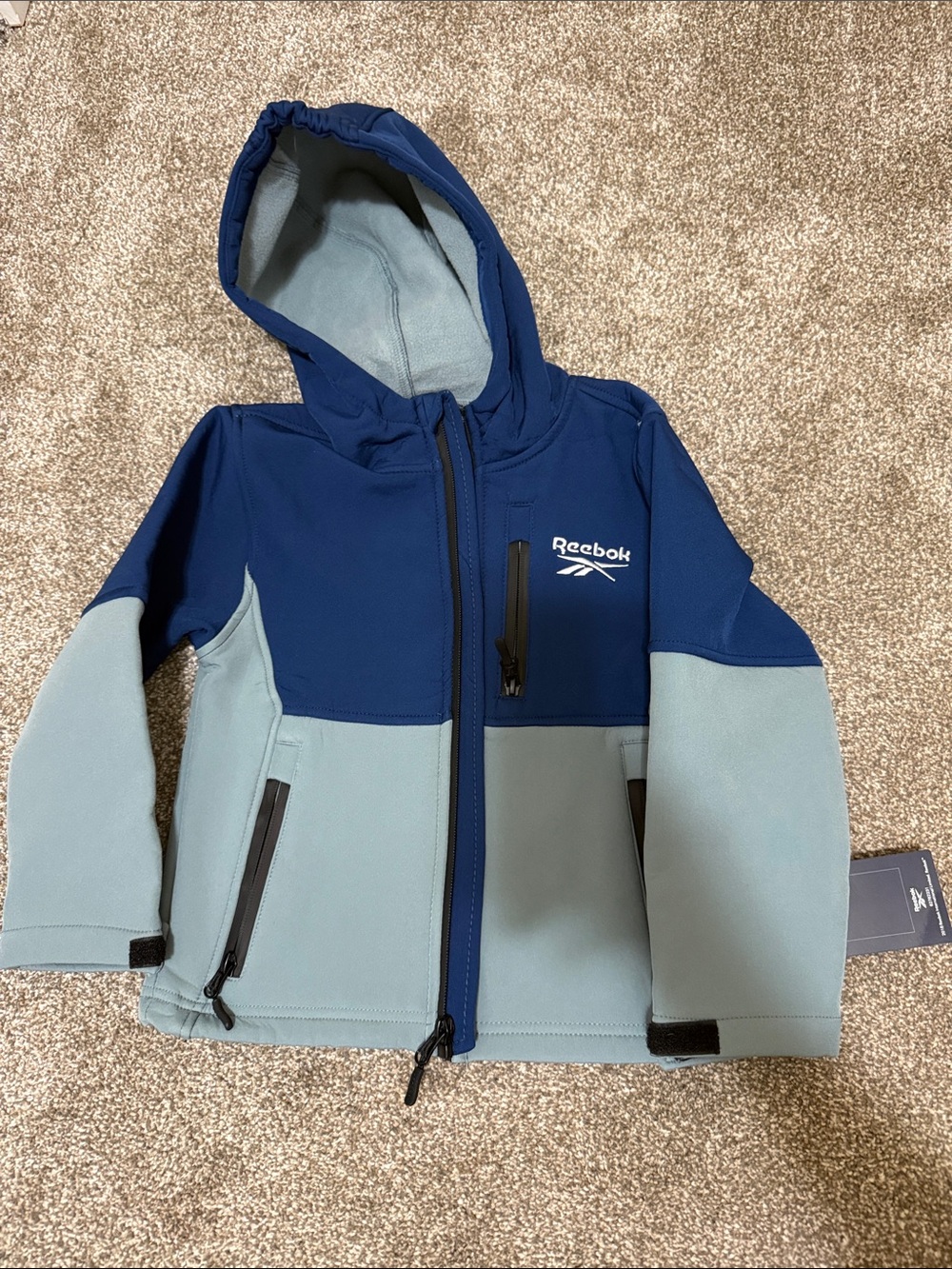 NWT Reebok Kids Navy and Light Blue/Gray Hooded Jacket Size 4 Toddler